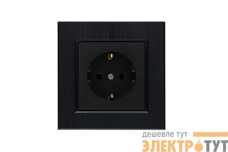 Розетка 1-м Karea LINE STAR с заземл. чер. Makel 86054028