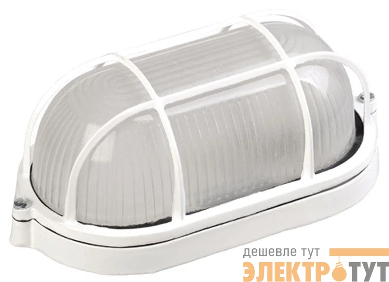 Светильник НПП 1202 100Вт E27 IP54 бел. овал с решеткой IEK LNPP0-1202-1-100-K01