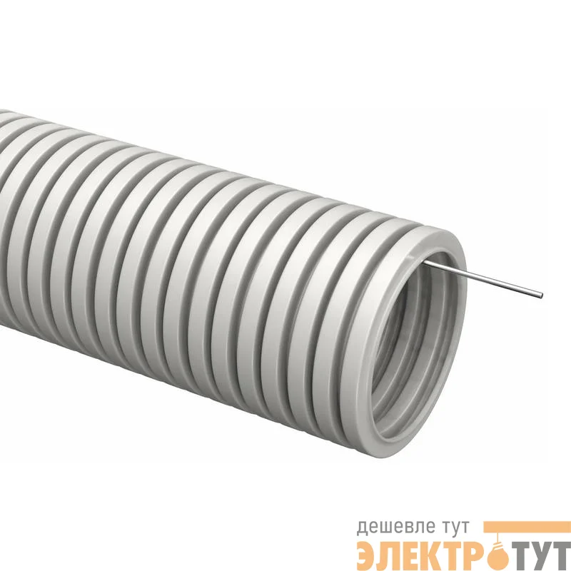 Труба гофрированная ПВХ d16мм с протяжкой сер. (уп.100м) TOKOV ELECTRIC TKE-TG/P-16-C06/100