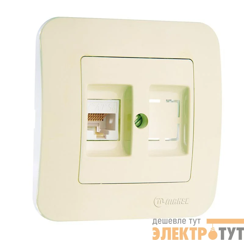 Розетка компьютерная кат.5E+гнездо Makel 55235