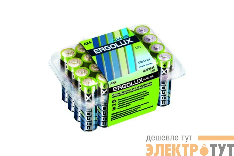Элемент питания алкалиновый LR03 BP-24 LR03 BP-24 1.5В Alkaline (уп.24шт) Ergolux 11746