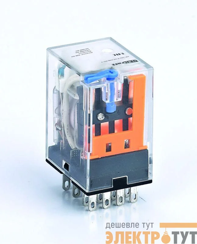 Реле промежуточное ПР-102 3А 6В DC 4 конт. с LED-индикацией и TEST фукц. DEKraft 23801DEK
