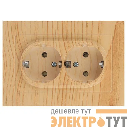 Розетка 2-м СП Accent 6-205-11 16А IP20 250В 2P+E Schuko AL/CU сосна Intro Б0063504
