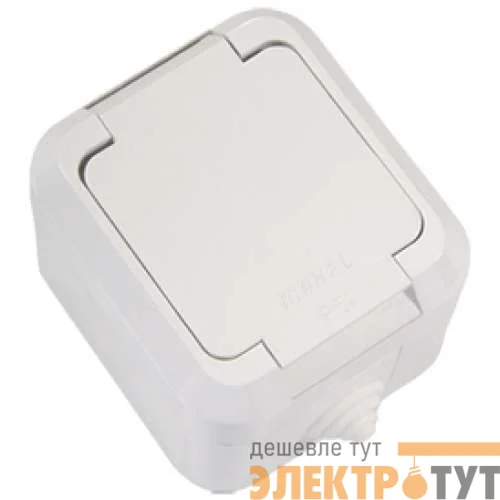 Розетка 1-м ОП 16А IP44 с заземл. с крышкой п/герм. бел. Makel 18304