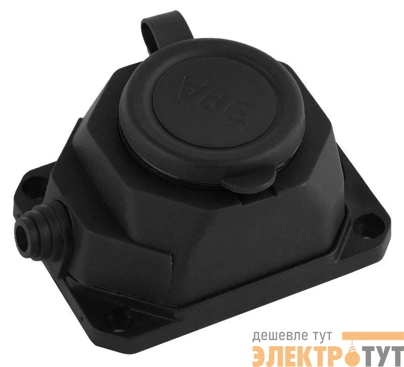 Колодка удлинителя 1-м с заземл. 16А IP44 K-1e-B-IP44 каучук черн. Эра Б0044543