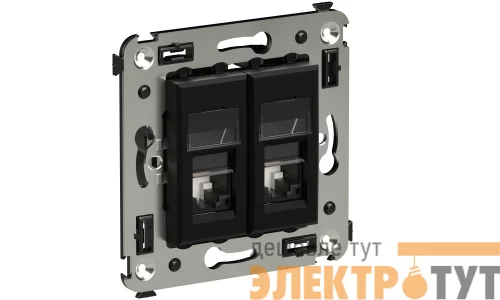 Розетка компьютерная 2-м RJ-45 СП кат.5e Avanti "Черный матовый" DKC 4412464