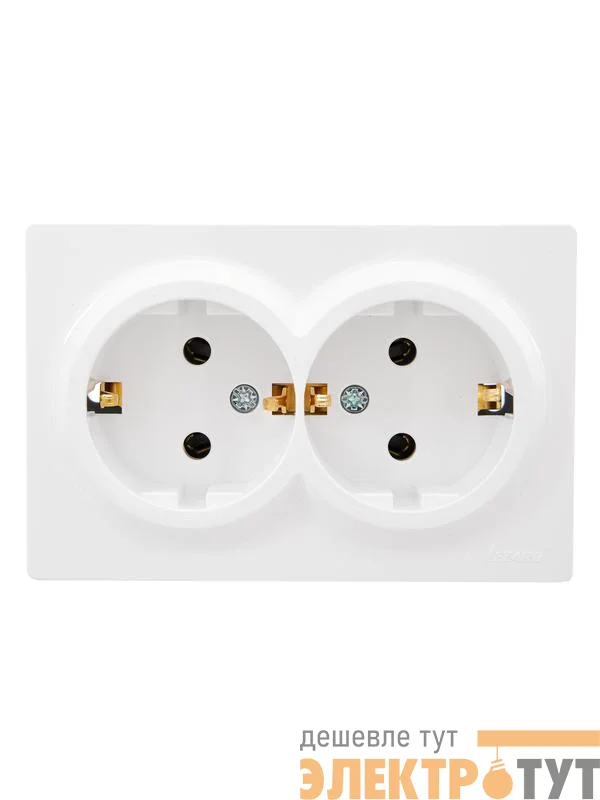 Розетка 2-м ОП LETO с заземл. закрытый корпус ПБТ бел. LEZARD 752-0200-127B