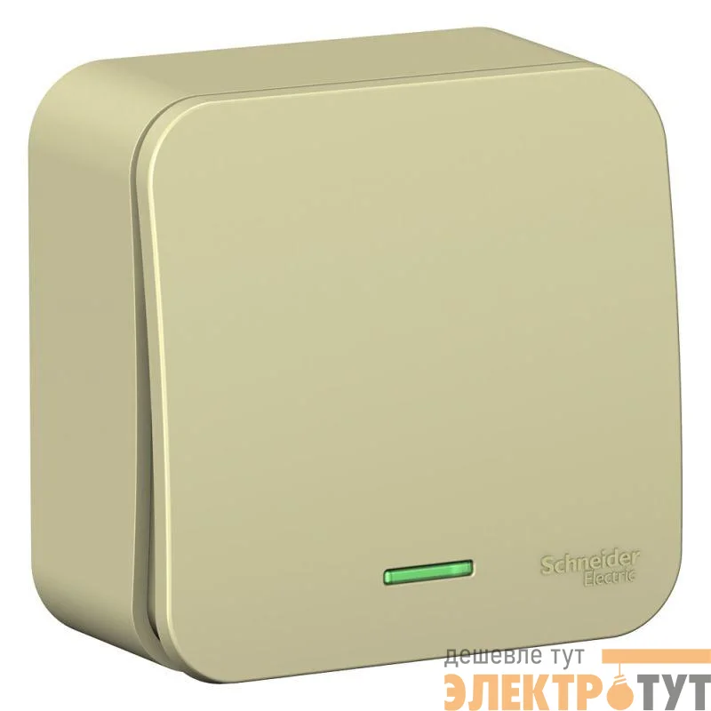 Переключатель проходной 1-кл. ОП Blanca 10А IP20 (сх. 6) 250В с подсветкой с изолир. пластиной беж. SchE BLNVA106117