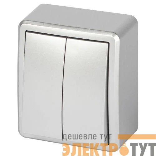 Выключатель 2-кл. ОП Эксперт 11-1204-03 IP20 10АХ-250В алюм. Эра Б0063035