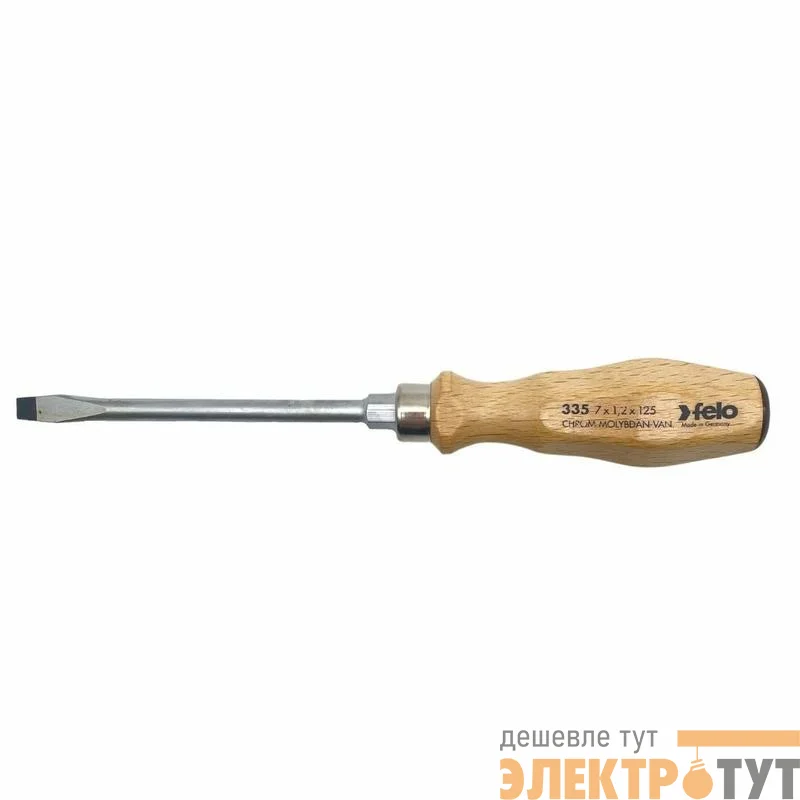 Отвертка с деревянной рукояткой ударная SL 7.0Х1.2 FELO 33506590