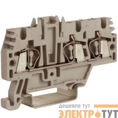 Зажим проходной HMM.2/1+2GR 2.5кв.мм 1 ввод/2 вывода сер. DKC ZHM510GR-RET