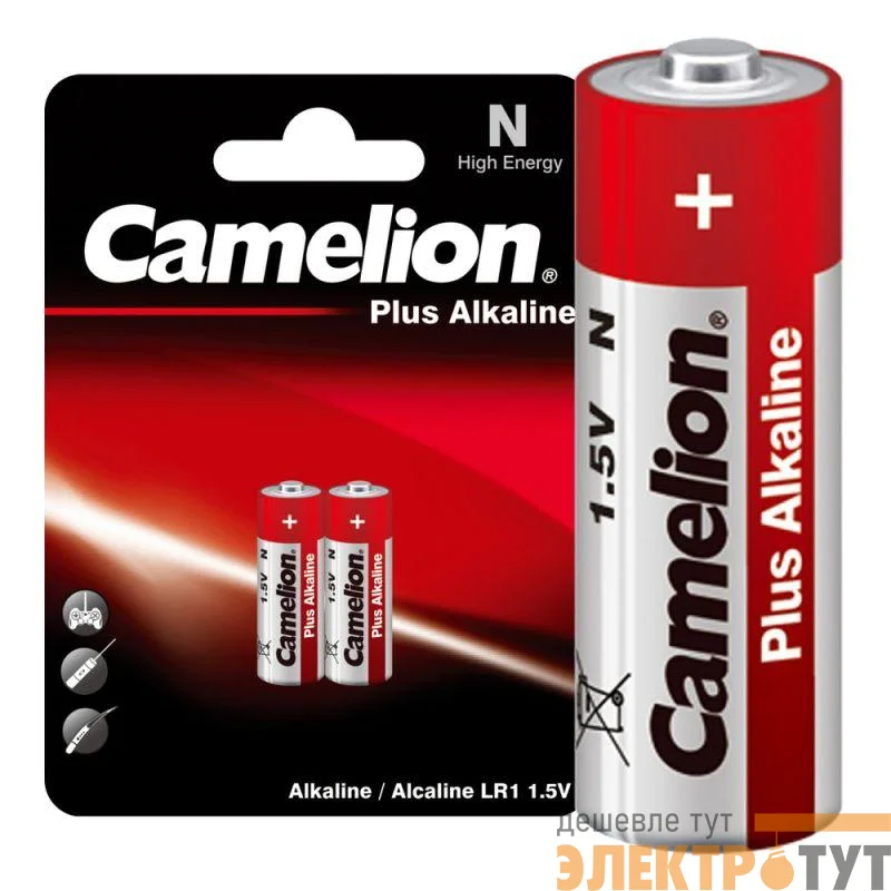 Элемент питания алкалиновый N/LR1 1.5В LR1-BP2 BL-2 (блист.2шт) Camelion 2605