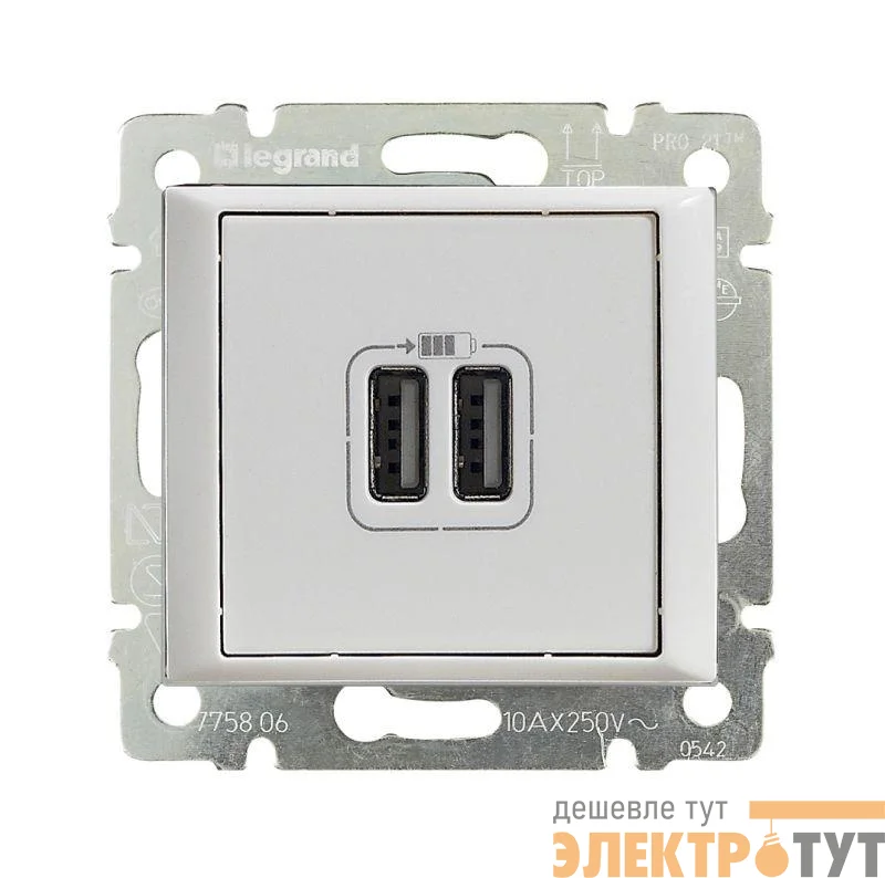 Механизм розетки 1-м USB 2мод. СП Valena бел. (DIY-упак.) Leg 694370