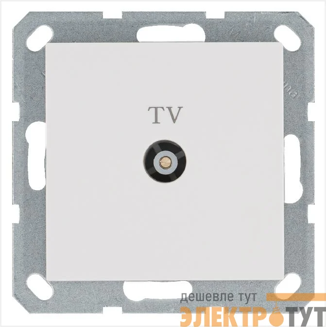 Розетка телевизионная оконечная TV Ф9.5мм механизм бел. глянцевый Jasmart G6001W