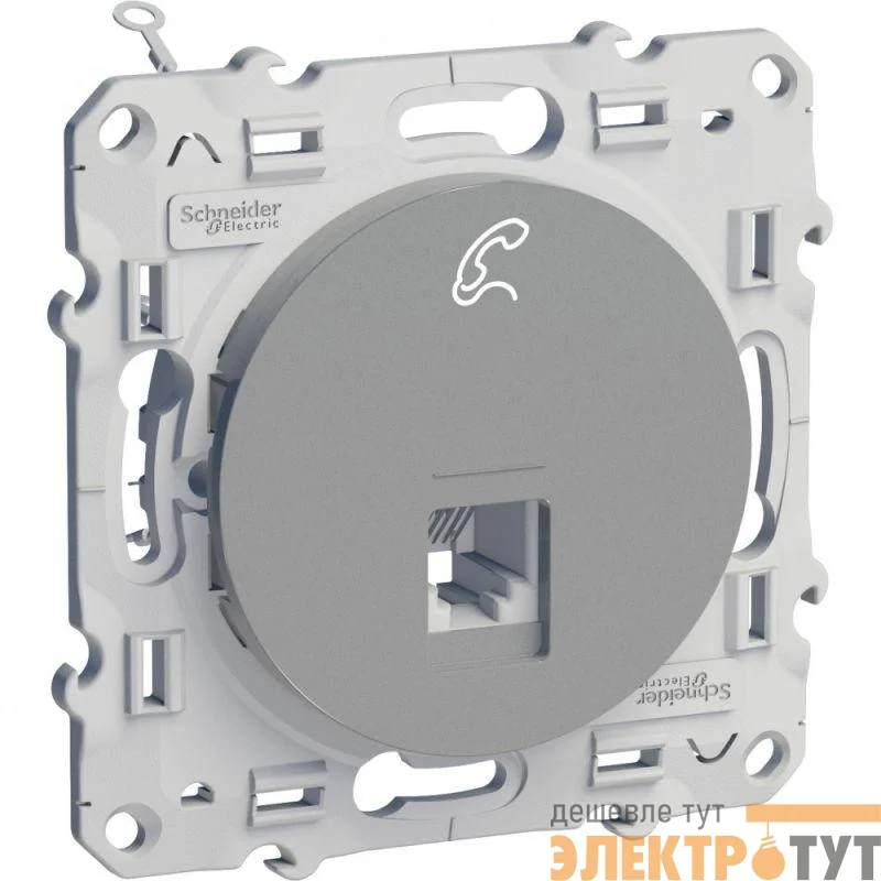 Механизм розетки телеф. 1-м Odace RJ12 алюм. SchE S53R497