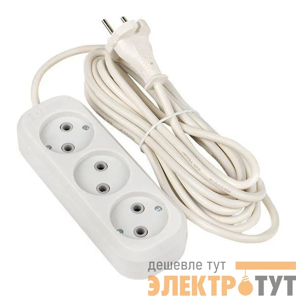 Удлинитель 3х5м без заземл. 10А IP20 Эксперт 2.2кВт ПВС 2х0.75 PROxima EKF UBA10-275-3-05