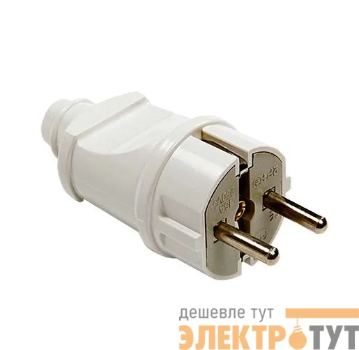 Вилка прямая с заземл. 16А 4140 бел. ASD / IN HOME 4690612000565