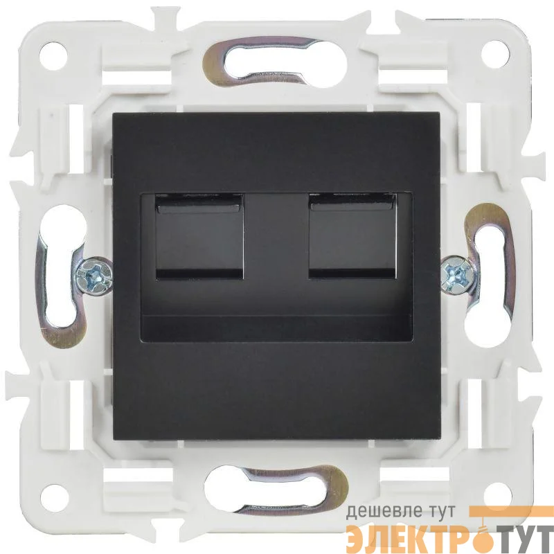 Розетка компьютерная двойн. RJ45 кат.5E SKANDY SK-K03Bl черн. IEK SK-K20-1-K02
