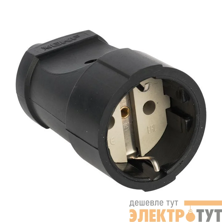 Гнездо штепсельное с заземл. черн. 16А 250В EKF ASG16-30