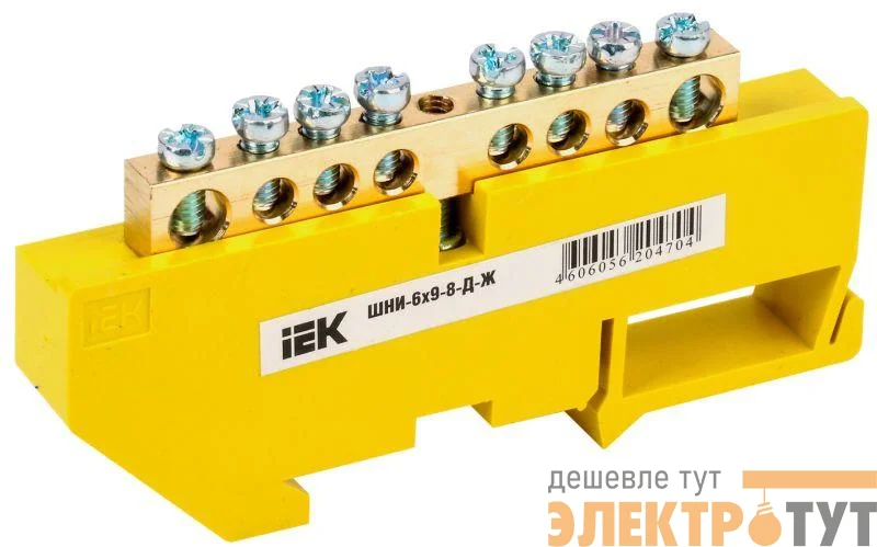 Шина PE "земля" на DIN-изол. ШНИ-6х9-8-Д-Ж IEK YNN10-69-8D-K05