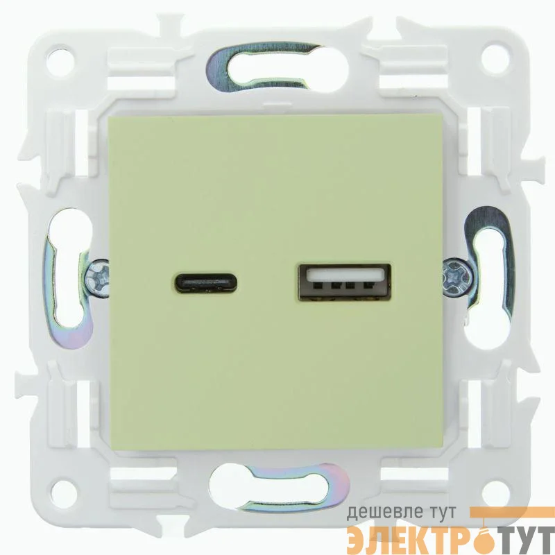 Розетка USB A+C 18Вт SKANDY SK-R13G мятный IEK SK-U22-018-K06