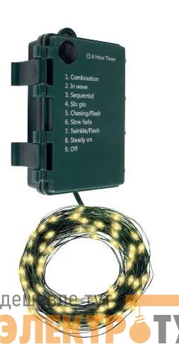 Гирлянда "Роса" DC-G06-50Y 50 microLED 5.1м. 8реж. (3хAA в компл.) желт. ФАZА 5059665