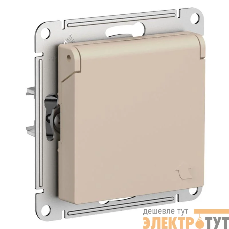 Розетка AtlasDesign 16А IP20 с заземл. защ. шторки с крышкой механизм песочн. SE ATN001246