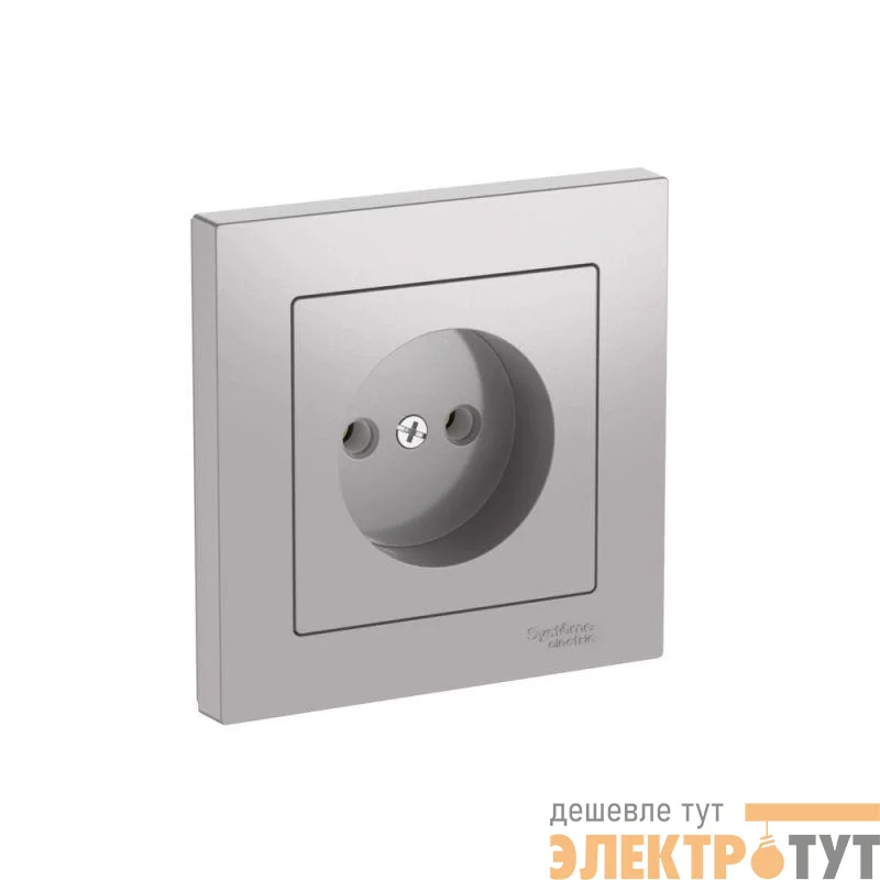Розетка AtlasDesign 16А без заземл. быстрозажим. клем. в сборе алюм. SE ATN000340S