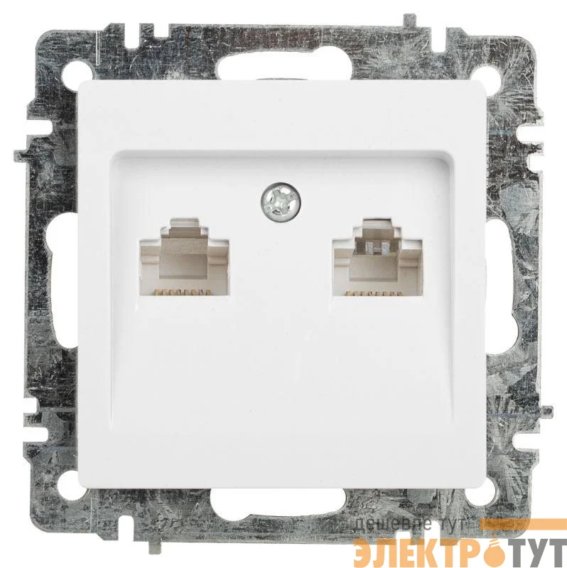 Розетка компьютерная 1-м СП Accent 6-304-01 2xRJ45 IP20 бел. Intro Б0063646