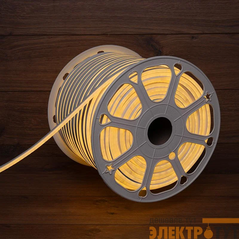 Шнур светодиодный гибкий неон LED SMD 8х16мм 120LED/м двустор. тепл. бел. (уп.100м) Neon-Night 131-096
