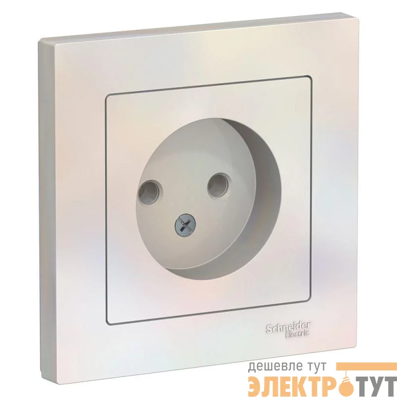 Розетка 1-м СП AtlasDesign 16А IP20 без заземл. в сборе жемчуж. SchE ATN000440