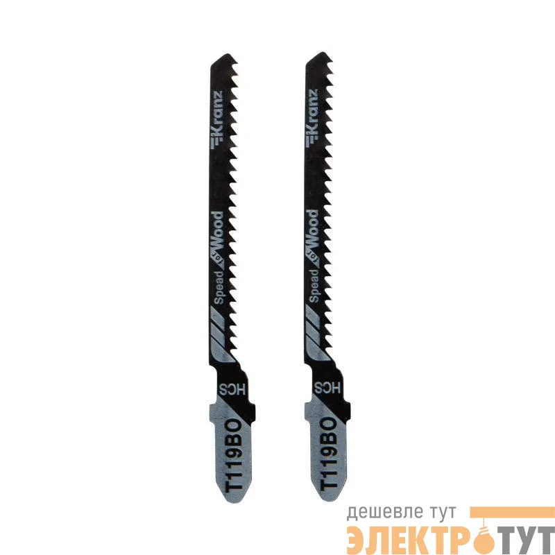 Пилка для электролобзика по оргстеклу T119BO 76мм 12 зубьев на дюйм 4-20мм фигурный рез (уп.2шт) Kranz KR-92-0311