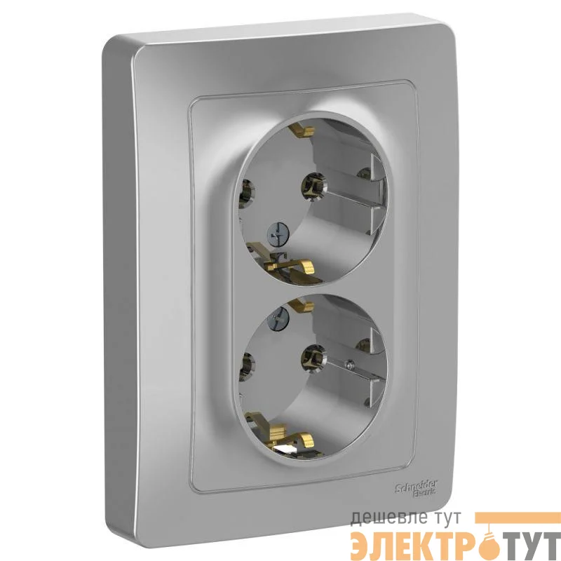 Розетка 2-м СП Blanca 16А IP20 250В с заземл. без защ. шторок алюм. SE BLNRS001023