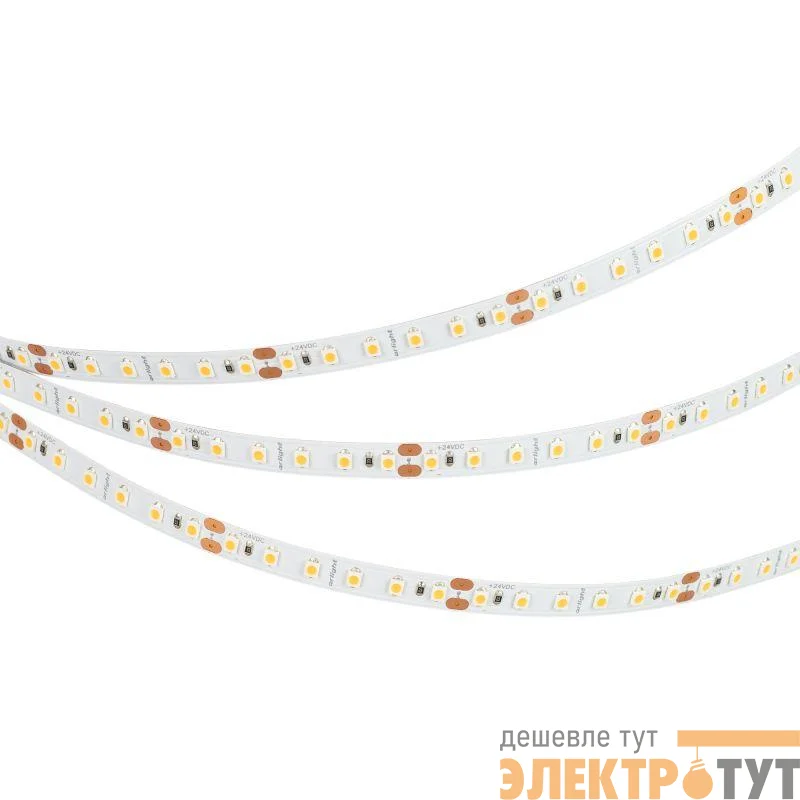 Лента светодиодная NT-A120-8mm 24V Warm 3000К 9.6Вт/м IP20 3528 открыт. (уп.5м) Arlight 033522
