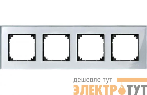 Рамка 4-м Merten стекло бриллиант серебро SchE MTN4040-3260