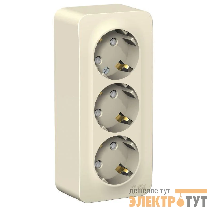 Розетка 3-м ОП Blanca 16А IP20 250В с заземл. защ. шторки с изолир. пластиной молоч. SE BLNRA011312