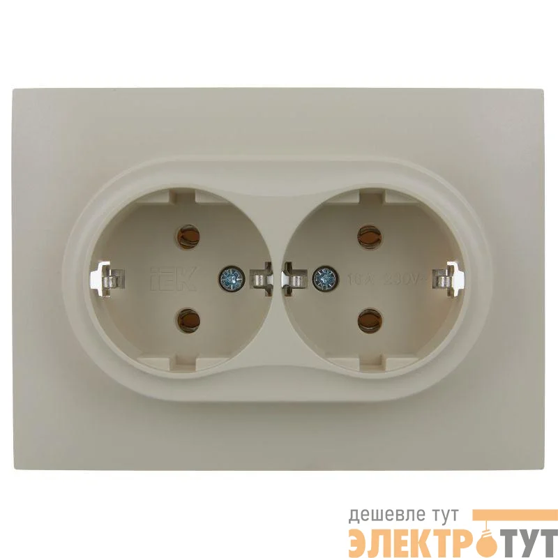 Розетка 2-м SKANDY 16А с заземл. без защ. шторок в сборе SK-R08B беж. IEK SK-R21-16-K10-F