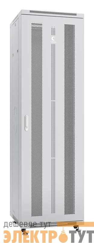 Шкаф монтажный телекоммуникационный напольн. ND-05C-42U60/100 19дюйм 42U 600х1000х2055мм для распределит. и серверн. оборудования; передн. и задн. перфорир. двери ручка с замком RAL 7035 сер. Cabeus 7205c