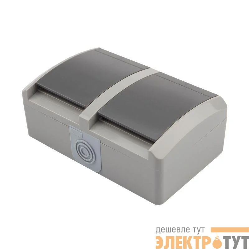 Блок ОП 2 розетки горизонт. INDUSTRIAL с заземл. IP54 сер. Kranz KR-78-0613
