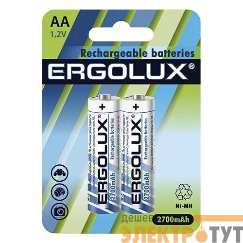 Аккумулятор AA-2700мА.ч Ni-Mh BL-2 NHAA2700BL2 1.2В (блист.2шт) Ergolux 12445