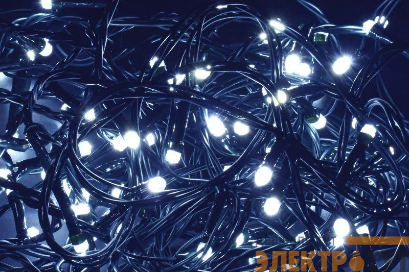 Гирлянда "Нить" 5м 50LED бел. IP20 провод зел. 230В с контроллером 8 режимов IEK LGDB110-2-050-05-G-S-20