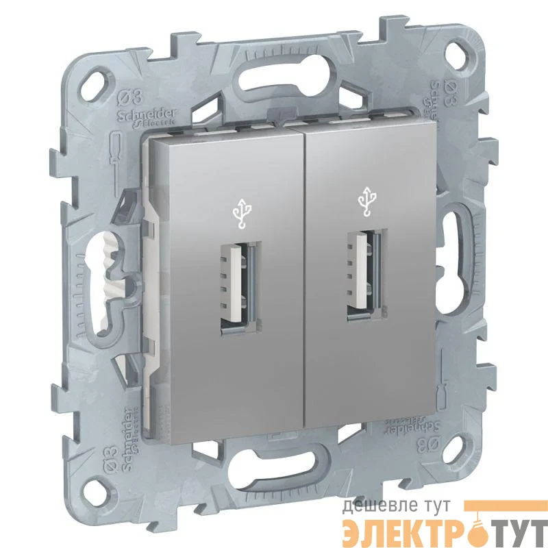 Коннектор-USB 2-м UNICA NEW алюм. SchE NU542730