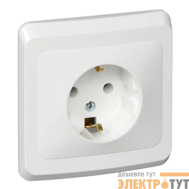 Розетка 1-м СП Этюд 16А IP20 250В с заземл. без защ. шторок бел. SE PC16-003B