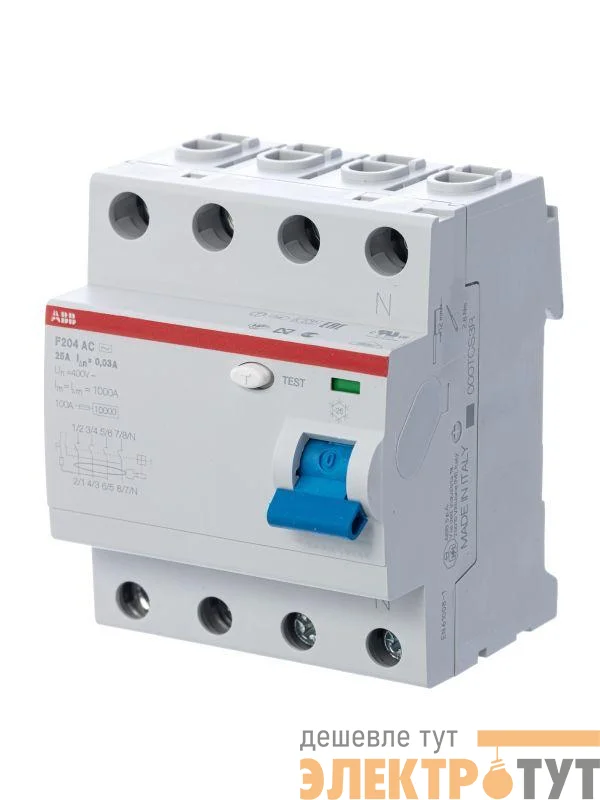 Выключатель дифференциального тока (УЗО) 4п 40А 100мА тип AC F204 ABB 2CSF204001R2400