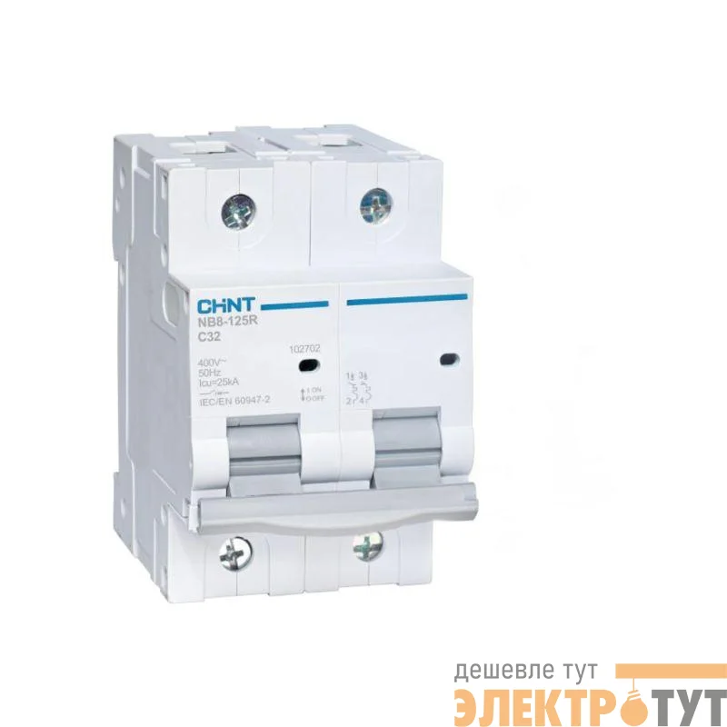 Выключатель автоматический модульный 2п (1P+N) C 100А 20кА NB8-125R (R) CHINT 559794