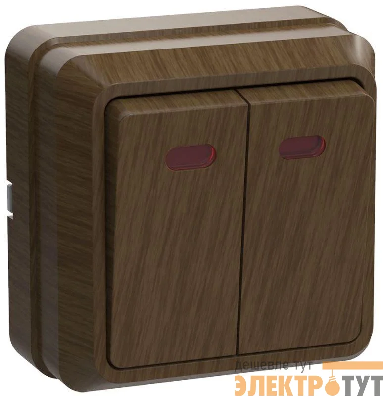 Выключатель 2-кл. ОП Октава 10А IP20 ВС20-2-1-ОД с индикацией дуб GENERICA EVO21-K04-10-DC