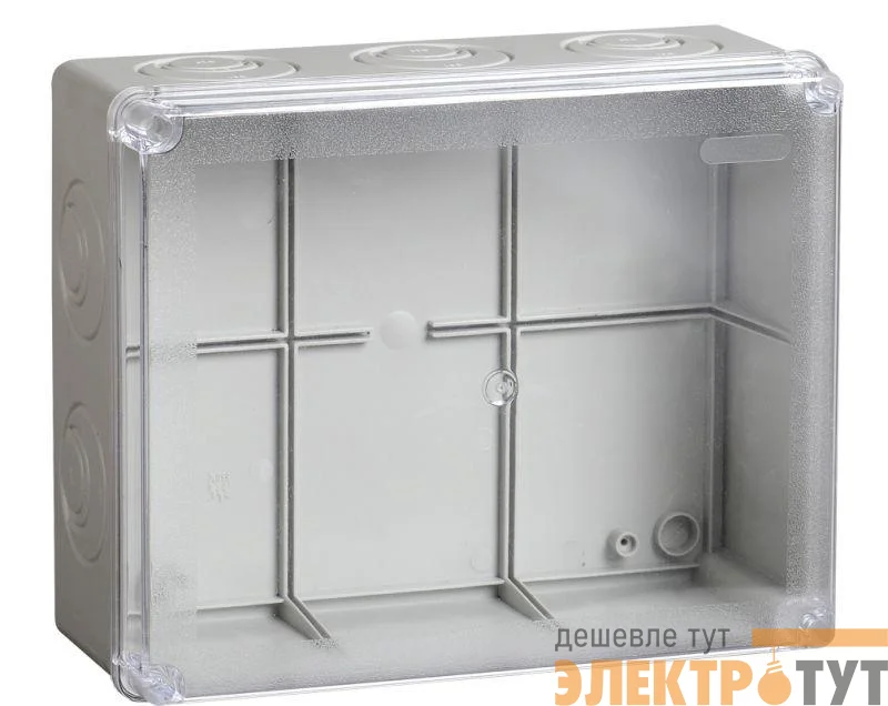 Коробка распаячная ОП 240х195х90 IP44 КМ41275 прозр. крыш. IEK UKO10-240-195-090-K51-44