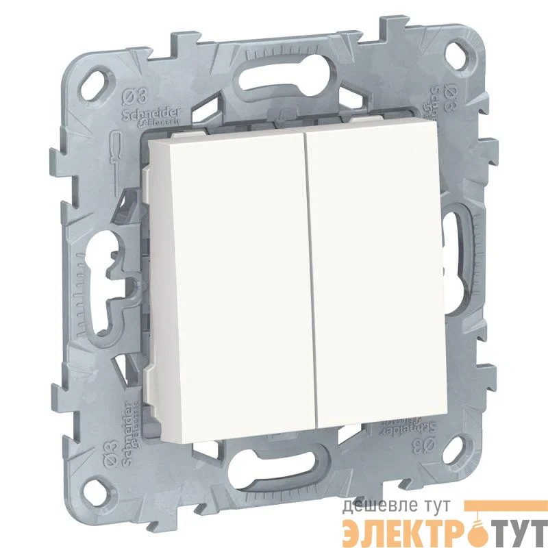 Переключатель 2-кл. UNICA NEW 2х(сх.6) 10AX 250В бел. SchE NU521318