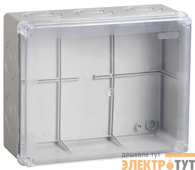 Коробка распаячная ОП 240х195х90 IP55 КМ41276 прозр. крыш. IEK UKO10-240-195-090-K51-55