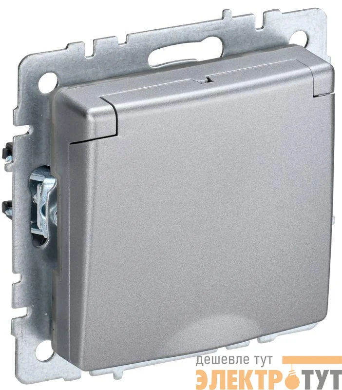 Розетка BRITE РСбш10-3-БрА 16А IP20 с заземл. защ. шторки с крышкой механизм алюм. IEK BR-R16-16-K47